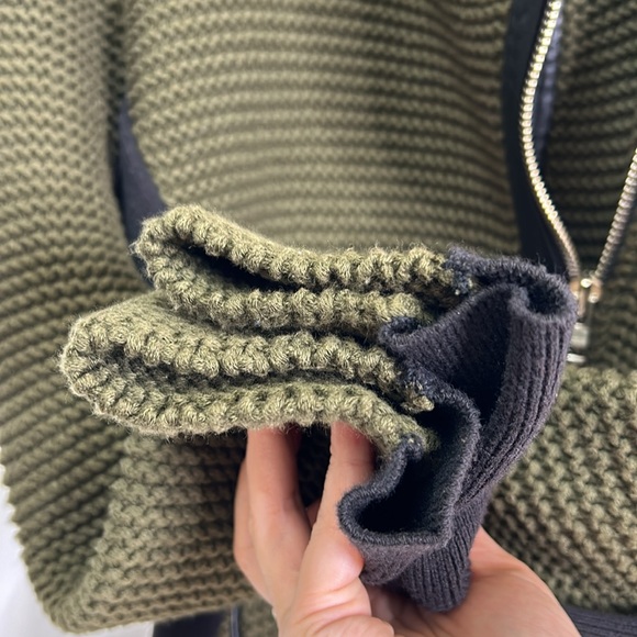 Jazmin Chebar Uruguay chunky knit genuine leather lined full zip pocketed jacket - Picture 6 of 8